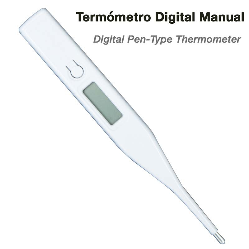 Termómetro digital manual branco com visor e botão