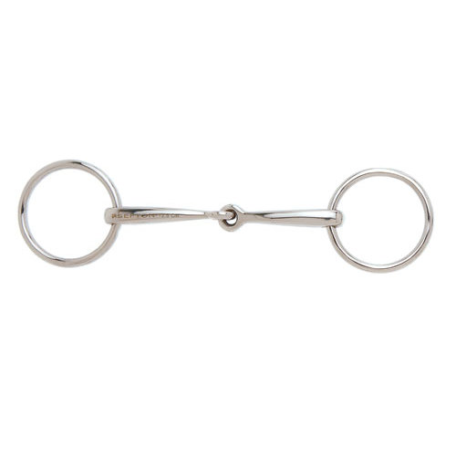 Frenagem de cavalo em metal prateado com anéis redondos