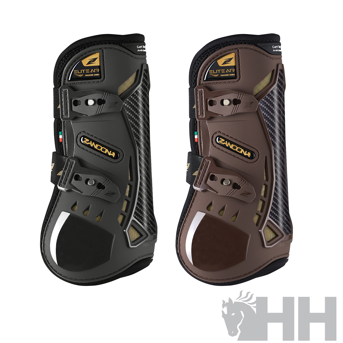 Protetores para cavalos Zandonà preto e castanho com fechos ajustáveis