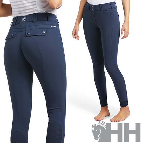 Calças de equitação azuis com bolsos e logótipo HH