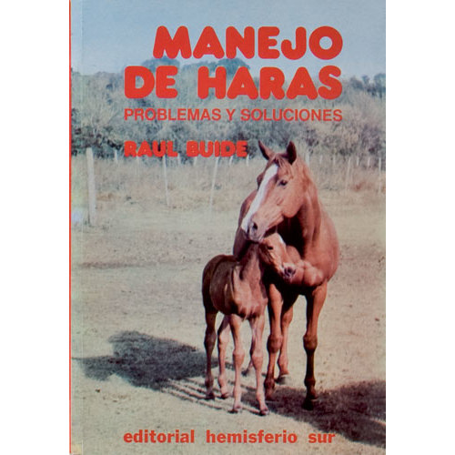 Capa de livro sobre manejo de haras com imagem de égua e potro em campo aberto
