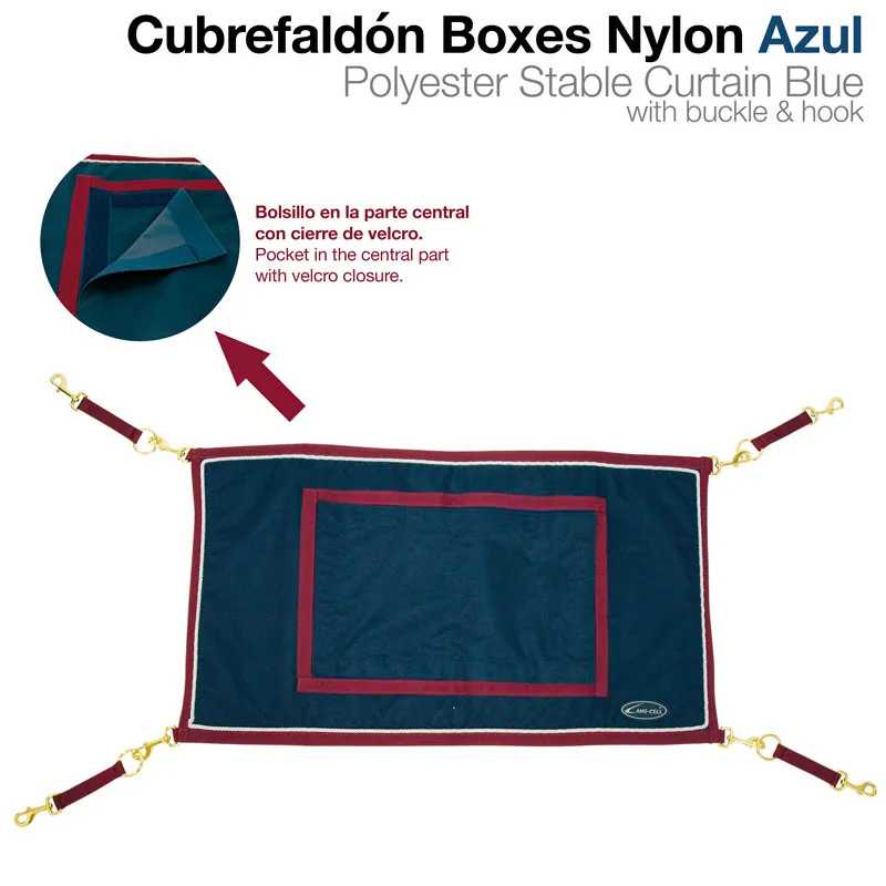 Cubre faldón Boxes Nylon Azul em poliéster com fecho de velcro e ganchos dourados