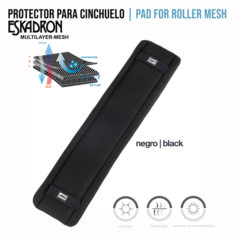 Protector para cinchuelo negro da Eskadron com textura acolchoada e etiqueta com logo