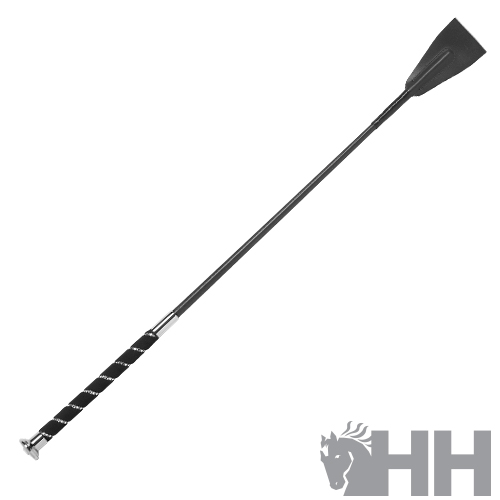 Cravache preta com cabo texturizado e logótipo HH cinzento