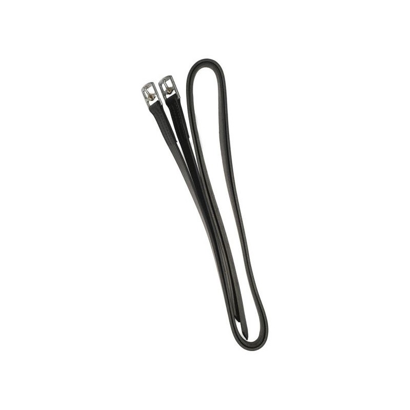 Correia dupla preta de couro com fivelas metálicas