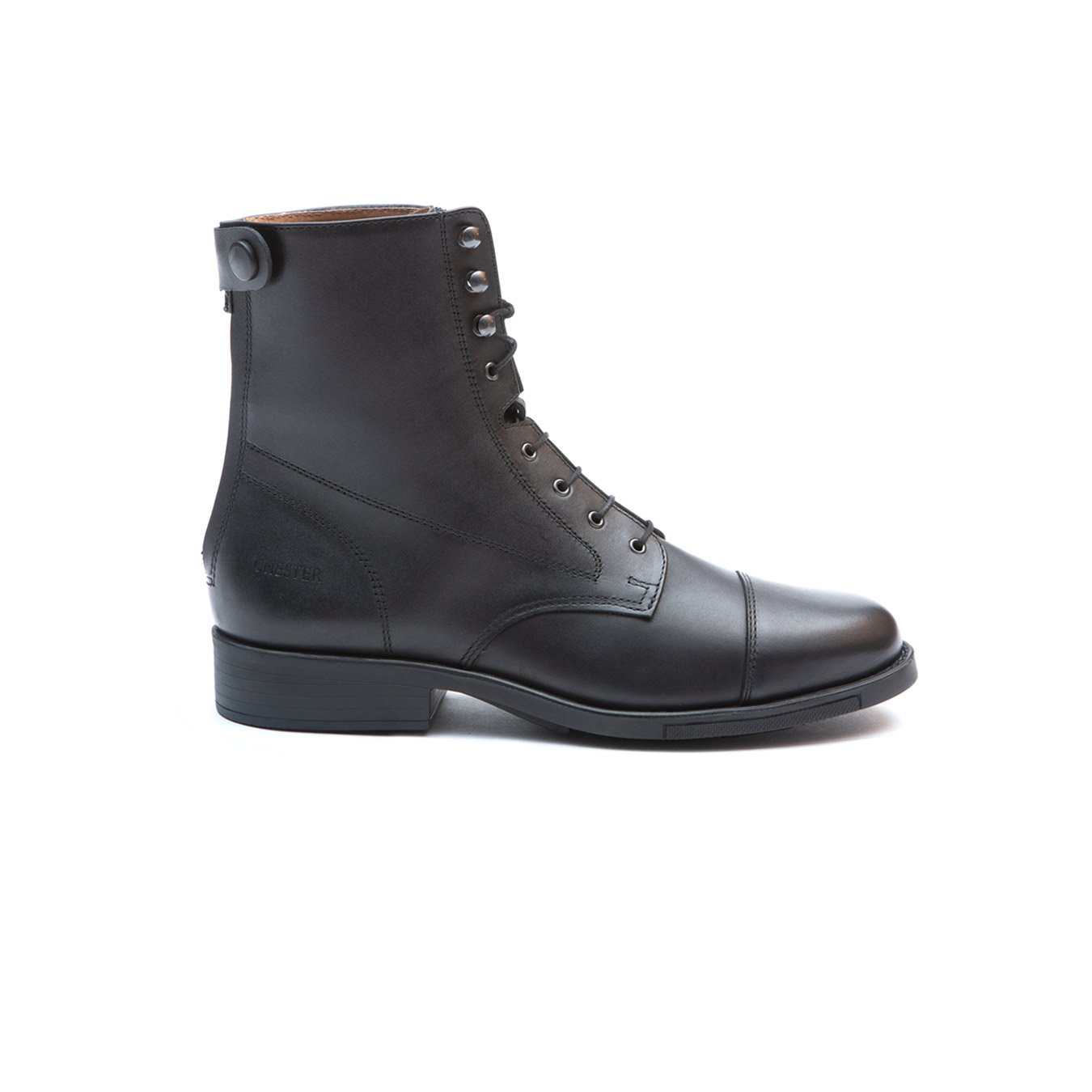 Bota masculina de couro preta de cano alto