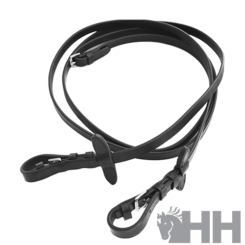 Rédea preta de couro para cavalo com fivelas prateadas