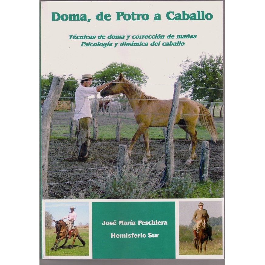 Capa de livro com homem a treinar cavalo e fotos de cavaleiros montados.