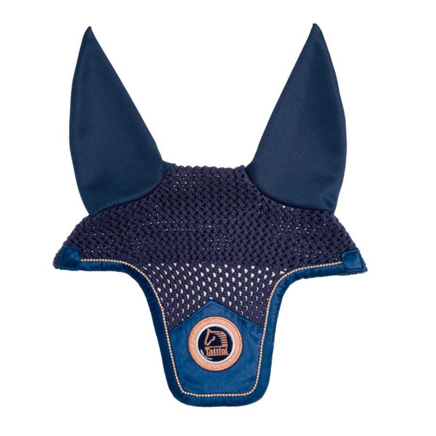 Touca para cavalo azul escura com toque tricotado e emblema Tattini