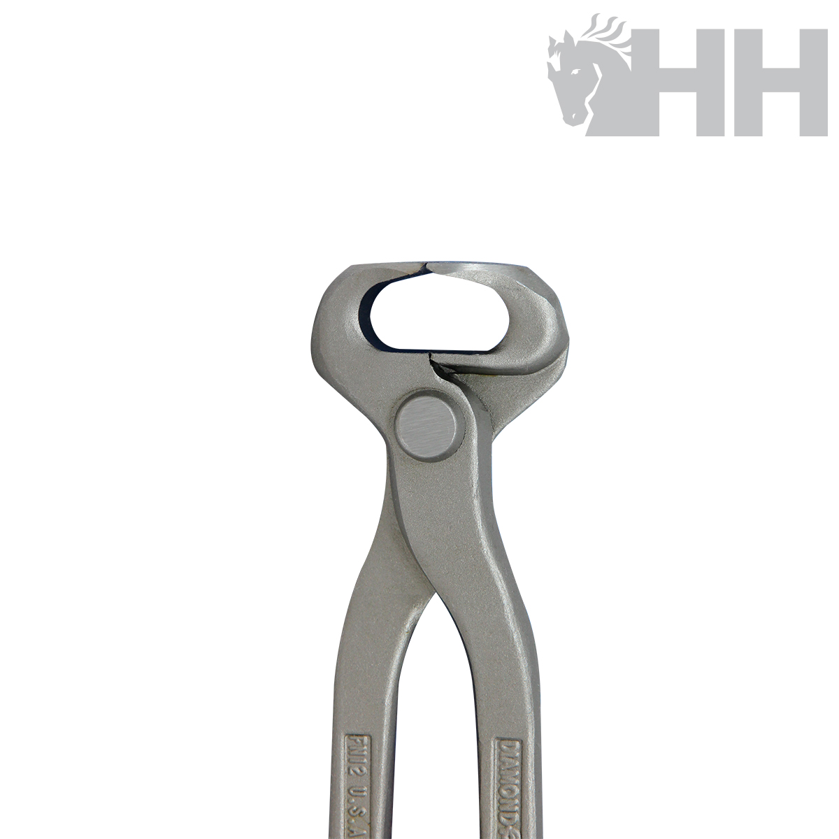 Alicate metálico prateado com cabo grosso e cabeça ampla