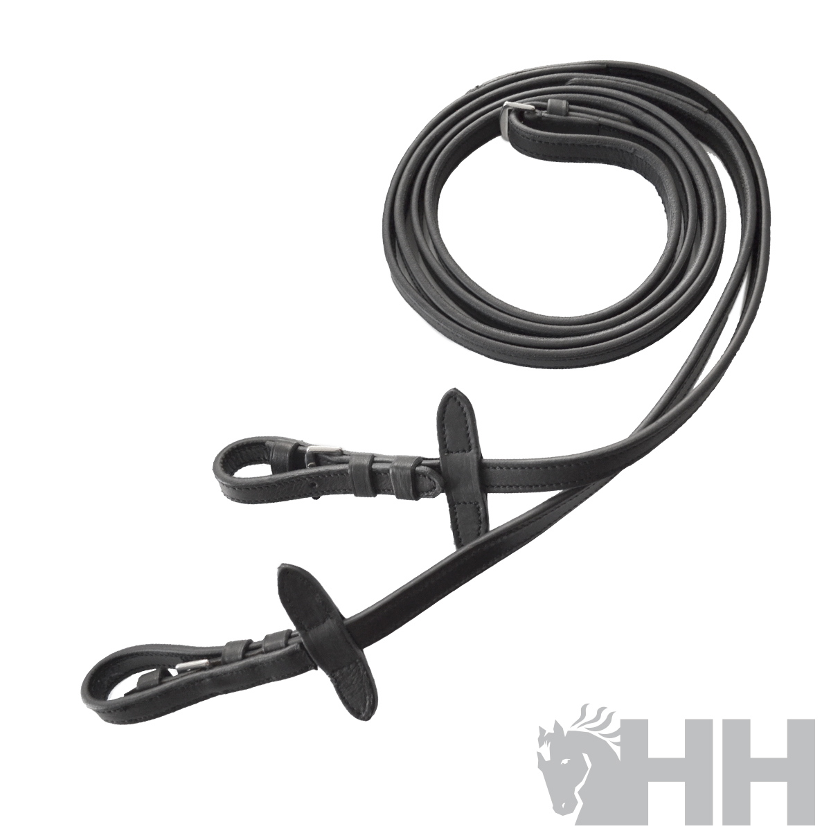 Rédea preta de material sintético para equitação