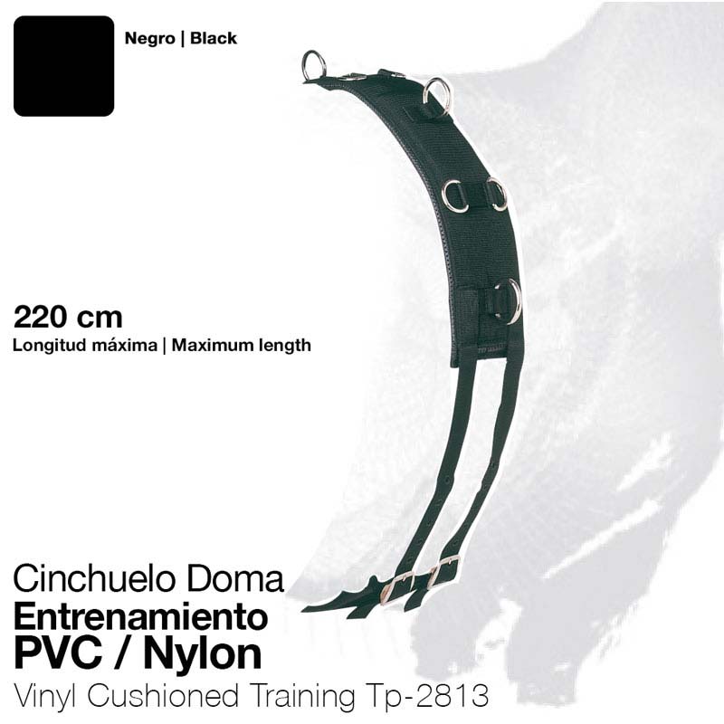 Cinchuelo Doma preto em PVC e nylon com argolas metálicas para treino