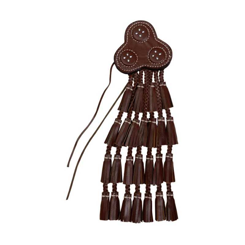 Sporran tradicional em pele castanha escura com franjas trançadas