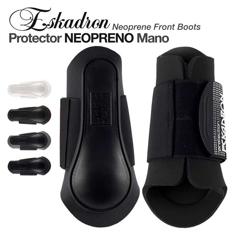 Botas frontais de proteção em neopreno preto com velcro e peças adicionais
