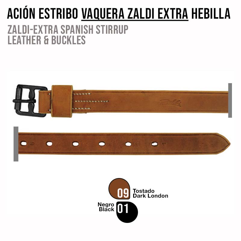 Cinto de couro castanho tostado com fivela preta e marca ZALDI