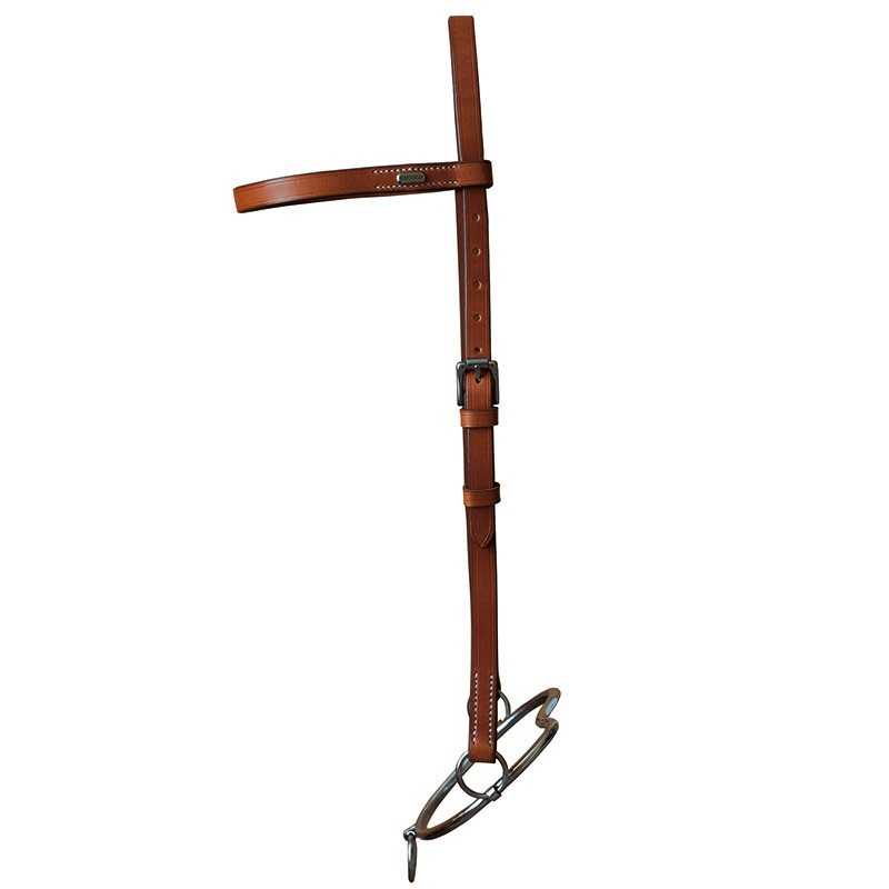 Cabresto de cavalo de pele castanha com fivela