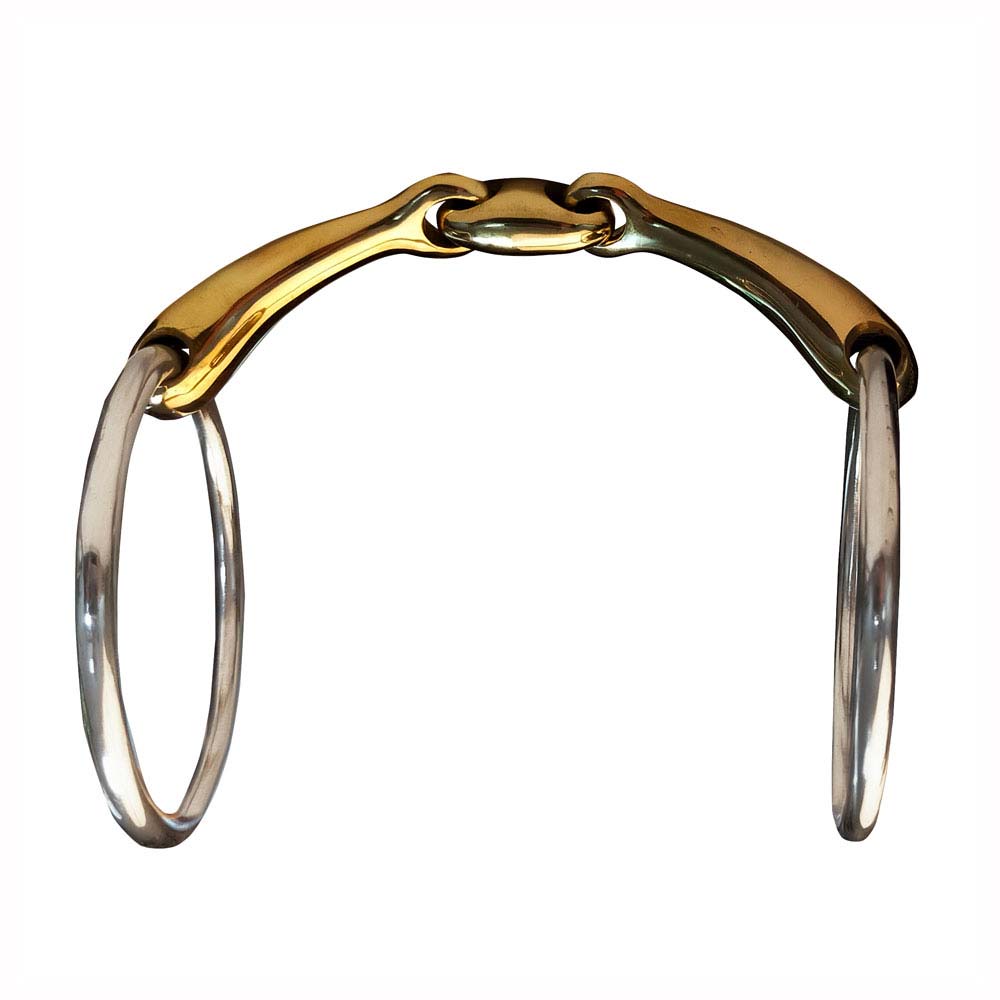 Freio para cavalo em metal prateado e dourado