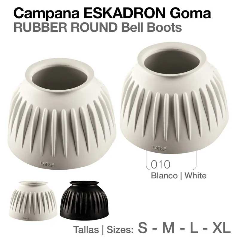 Campana ESKADRON Goma RUBBER ROUND Bell Boots em branco e preto com texturas caneladas