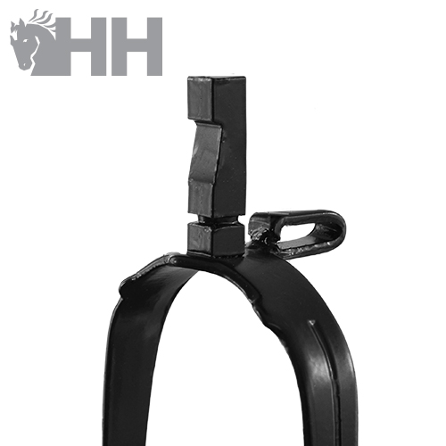 Suporte metálico preto com peça ajustável e argola