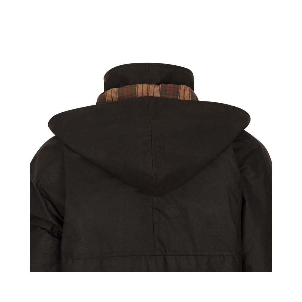 Casaco preto com capuz e gola xadrez