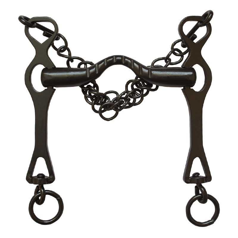 Ferro de túnel para cavalo em metal preto com cadeia decorativa