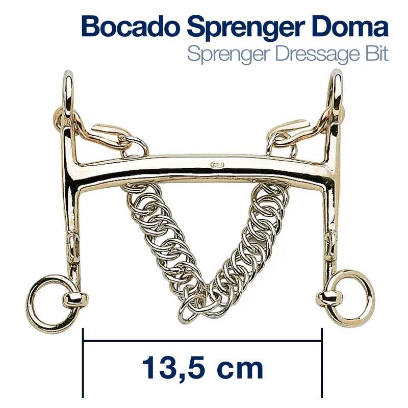 Bocado Sprenger Doma em metal prateado com desenho e corrente