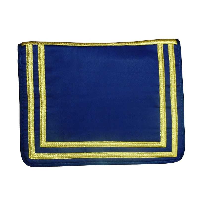 Carteira azul com bordado dourado em retângulos