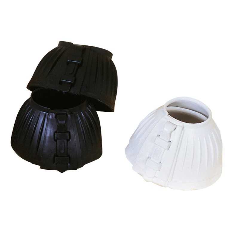 Protetores de casco para cavalos preto e branco com fecho e textura canelada