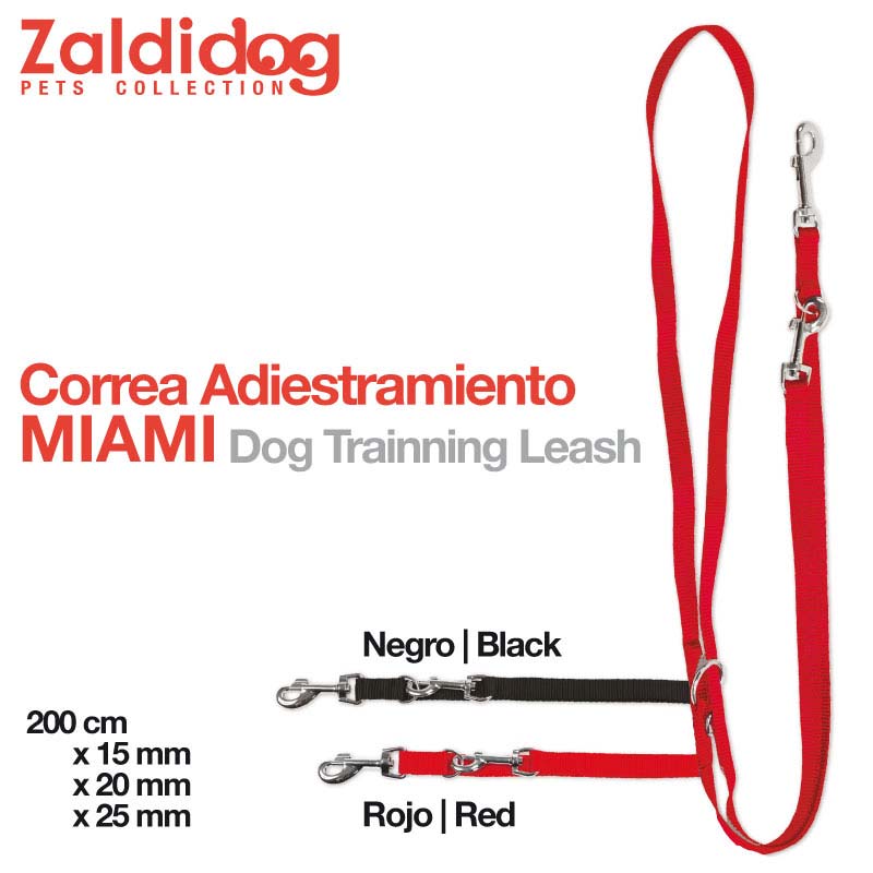 Correia para treino de cães preto e vermelho com fechos metálicos