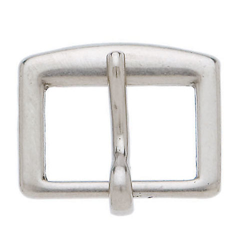 Fivela de metal prateado retangular com barra central