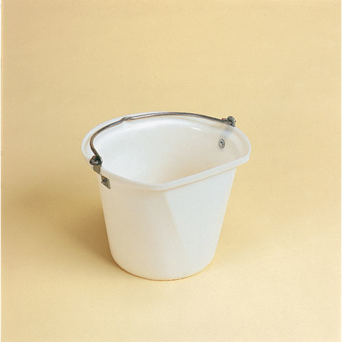 Balde branco em plástico com pega metálica prateada