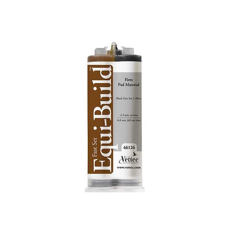 Embalagem dupla tipo tubo com texto EQU-BUILD and Vettec em fundo branco