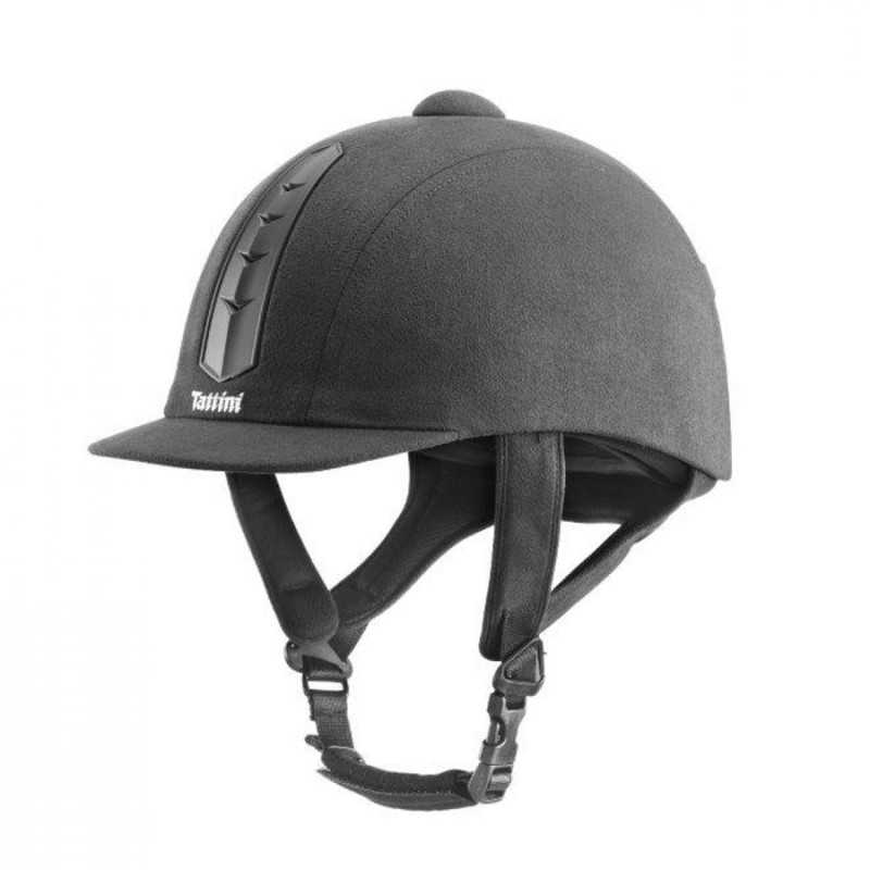 Capacete preto para equitação com ventilação e fivela ajustável