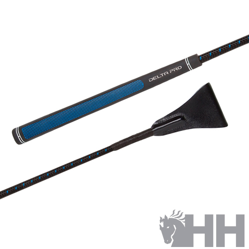 Pega e cabo de material trançado com detalhes azuis e logomarca HH