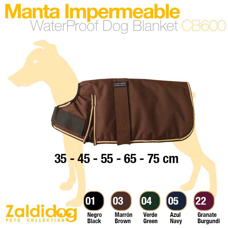 Manta impermeável para cão com fecho de velcro em várias cores e tamanhos
