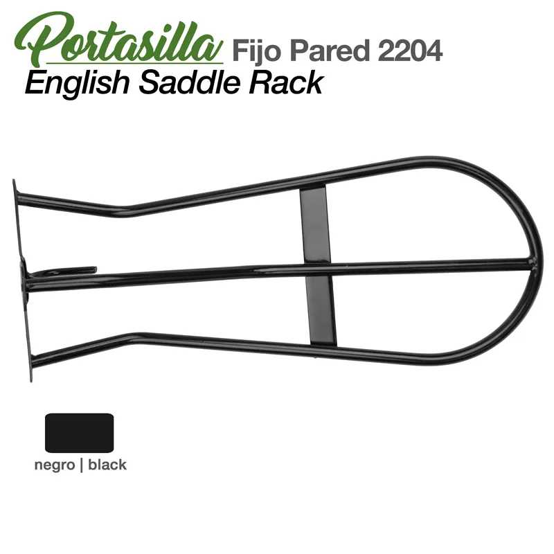 Suporte fixo preto para sela de parede modelo English Saddle Rack