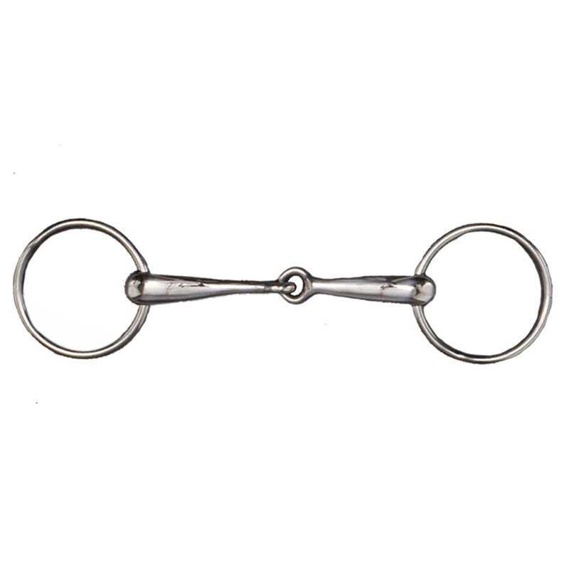 freio de cavalo metálico prateado com argolas