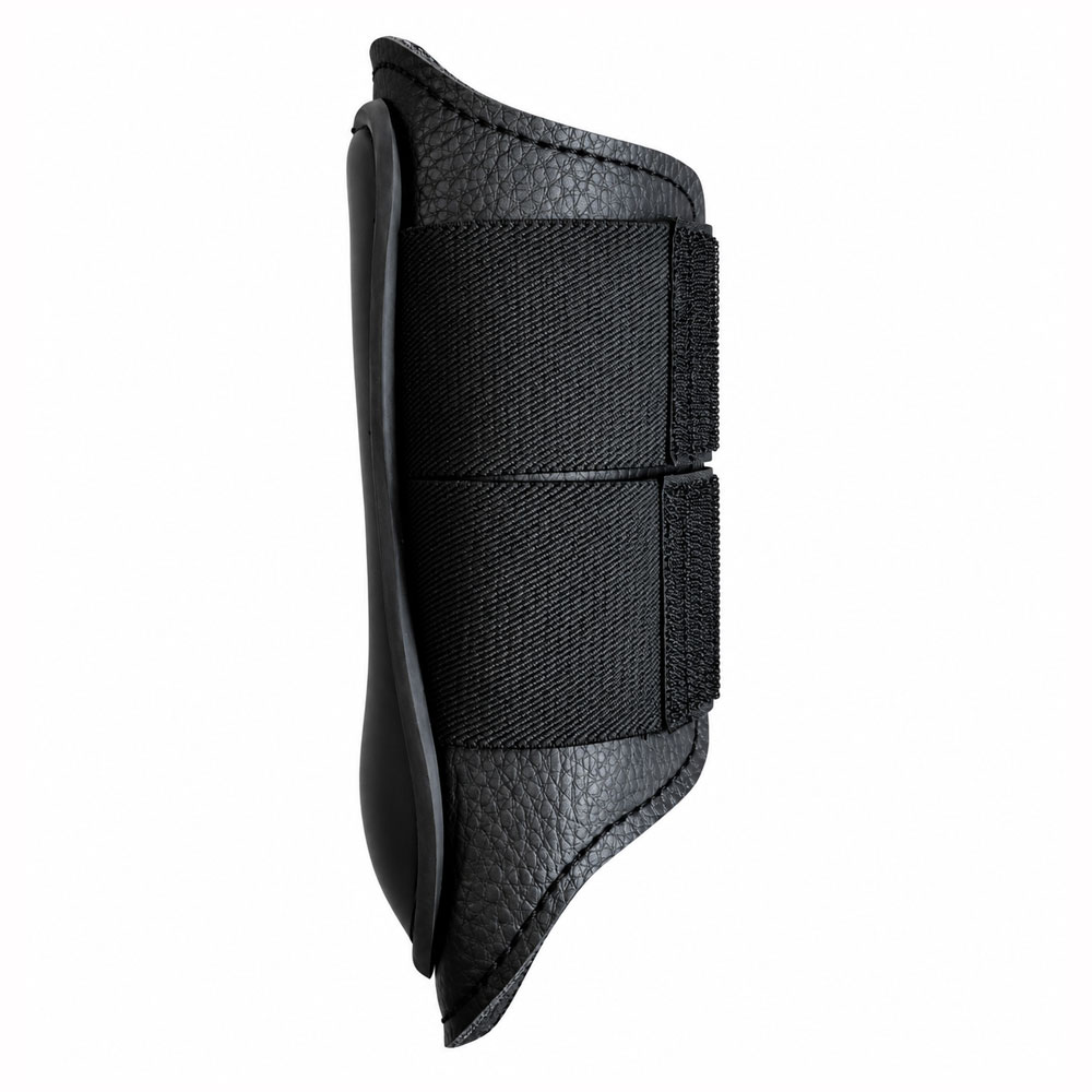 Proteção ou suporte para perna preto com tiras elásticas e velcro