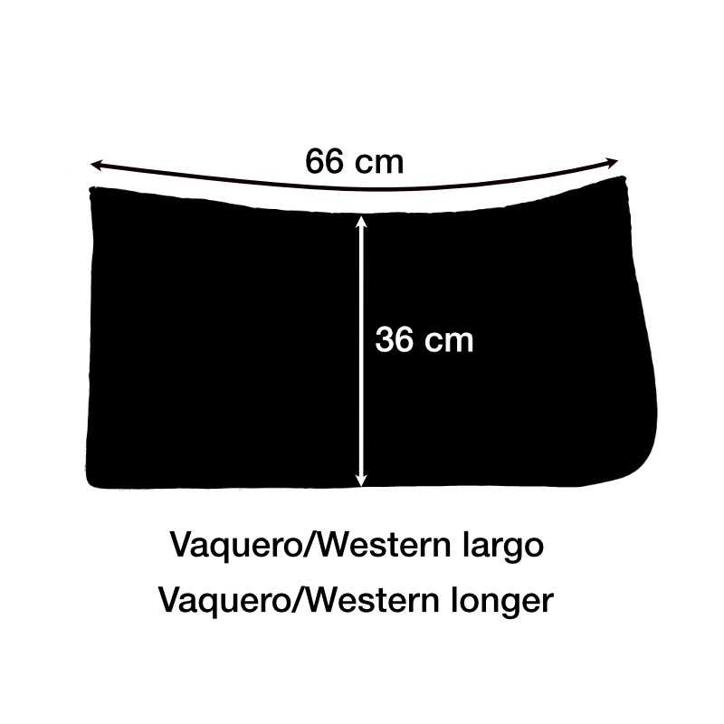 Manta preta para sela Vaquero/Western com medidas 66 cm x 36 cm e texto impresso
