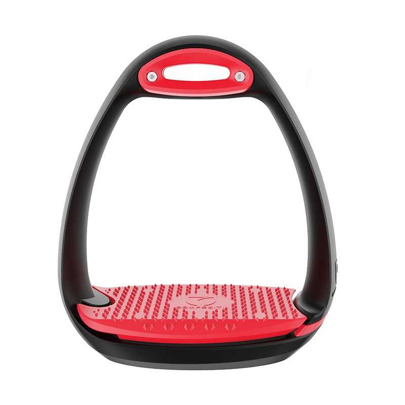 Estribo para cavalo preto e vermelho com base antiderrapante