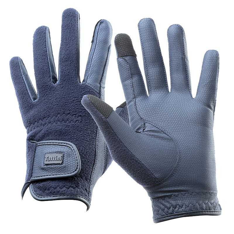 Luvas azuis com velcro e reforço no polegar