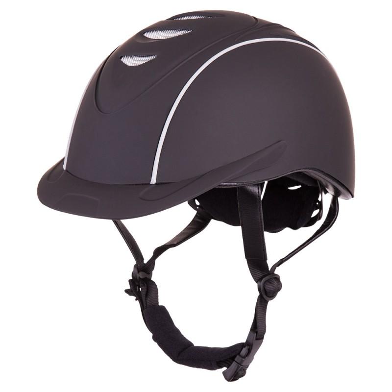 Capacete de equitação preto com viseira e ajuste de correia