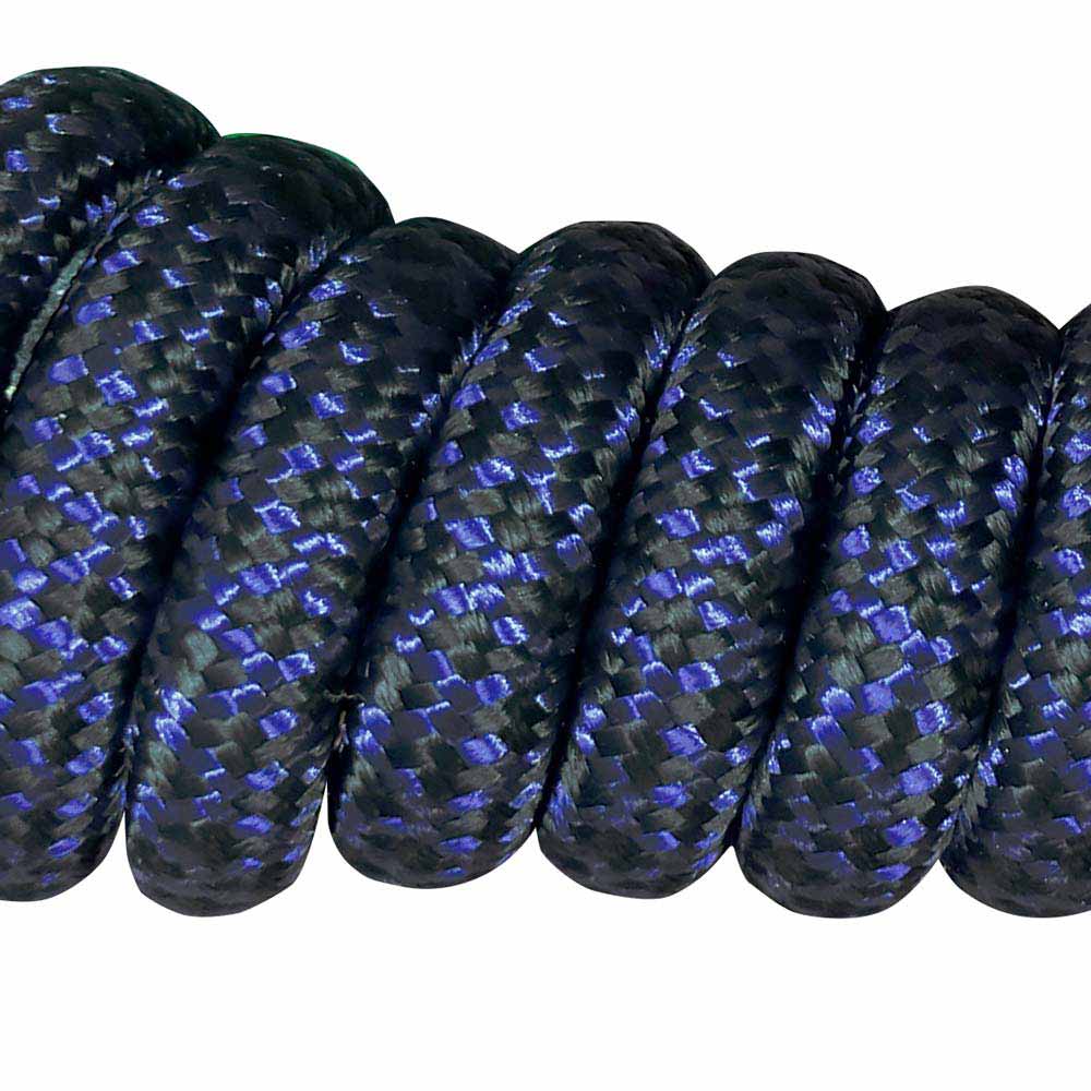 Close-up de cordão trançado preto e azul