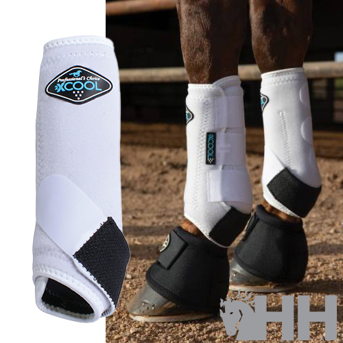 Perneiras brancas para cavalo com velcro e etiqueta Performance Choice xCOOL