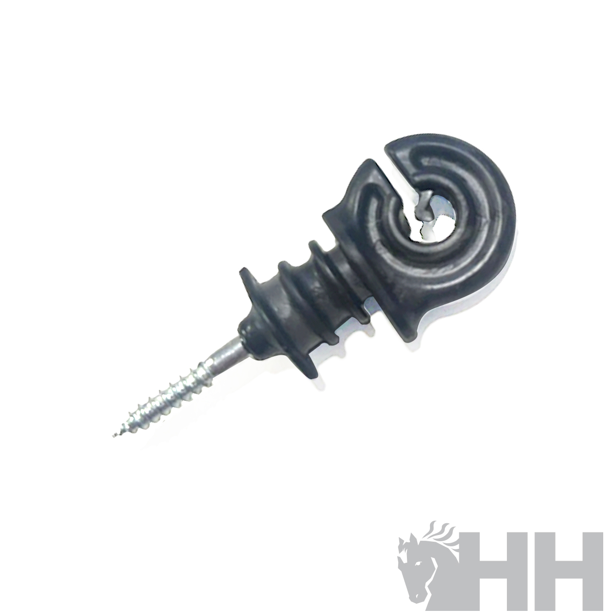 Isolador de cerca elétrica preto com base metálica