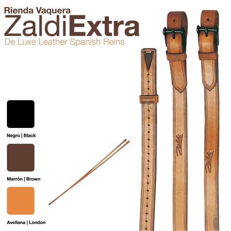 Rédeas de couro espanhol Zaldi Extra em três cores com fivelas pretas