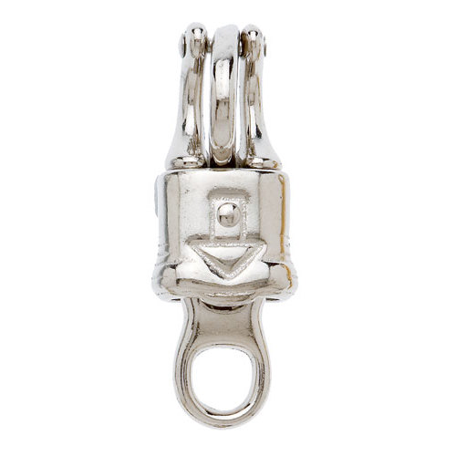 Fecho metálico prateado com detalhe em relevo