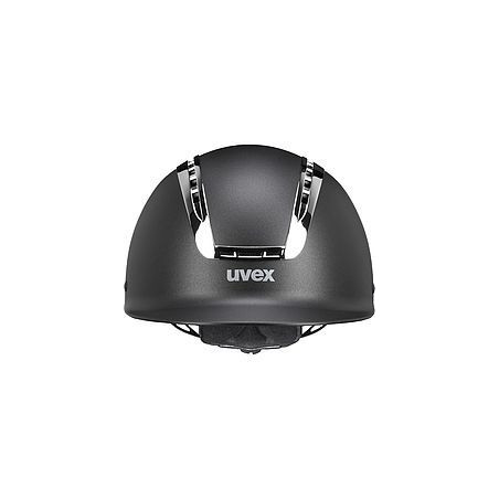Capacete preto uvex com ventilação cromada