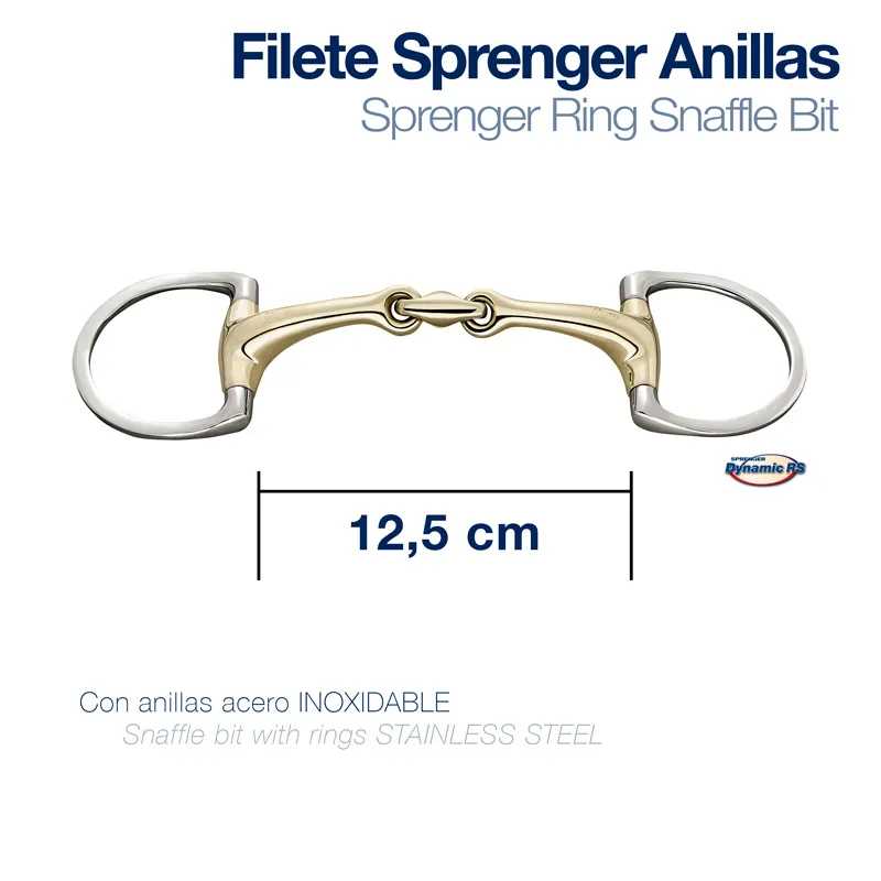 Bocado Sprenger Anillas com anilhas em aço inoxidável, 12,5 cm