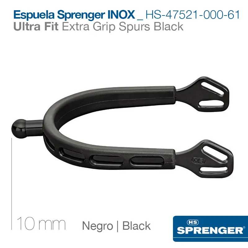 Espuela preta HS Sprenger INOX Ultra Fit Extra Grip 10 mm